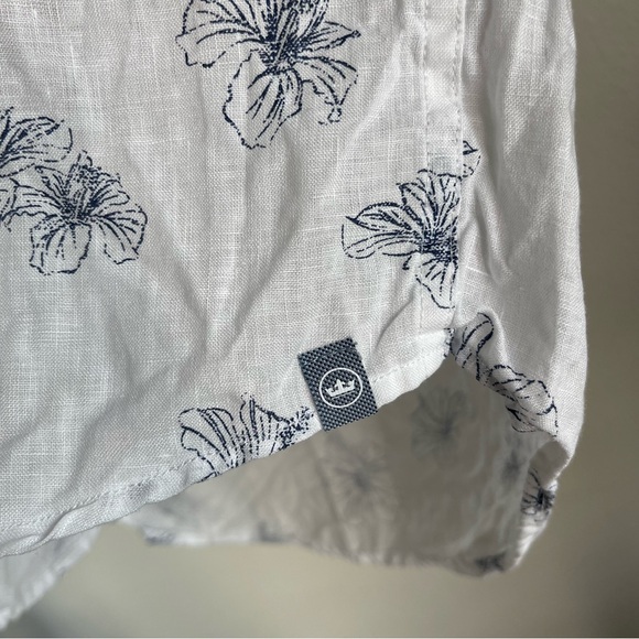 Peter Millar Floral Hibiscus Beach Short Sleeve Button Up 100% Linen Shirt - Picture 3 of 5